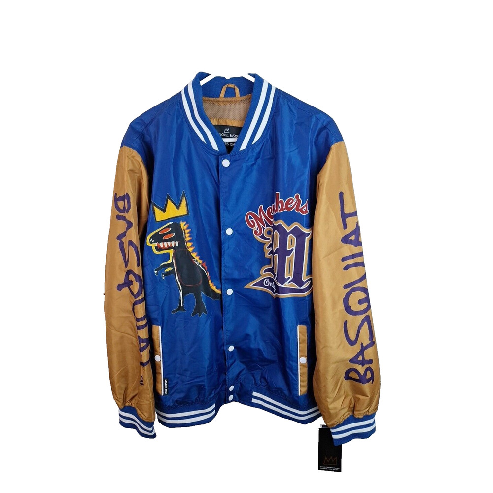 Jean Michael Basquiat x Members Only Jacket Mens XL Blue Gold Mona Lisa